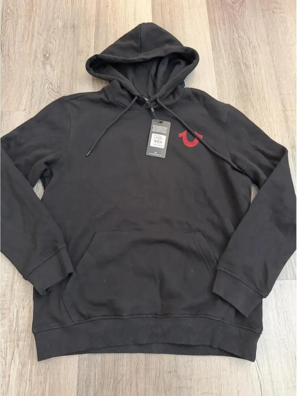 NWT True Religion Men's Solid SRS Pullover Hoodie Black Size M New with Tags